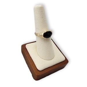 SOLD- Black Stone Gold Ring, Size 7
